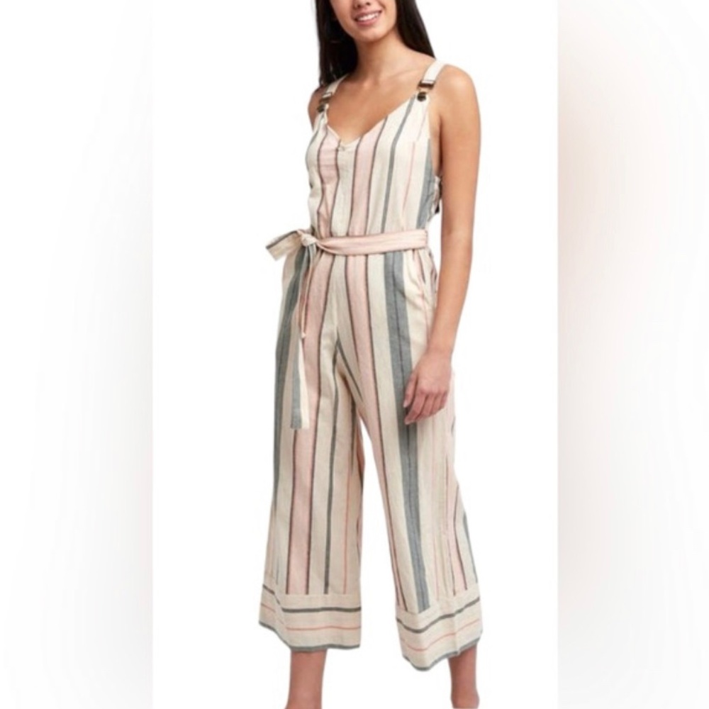 Billabong Striped Pink & Green Wide-Leg Jumpsuit